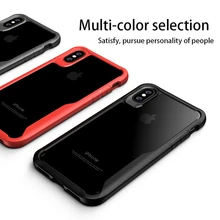 

New 2018 luxury Fashion Phone Case For Iphone X Clear Pc Back+Tpu Edge Cover Hybrid Armor For Iphone X Cases Black/Red/Gray Capa