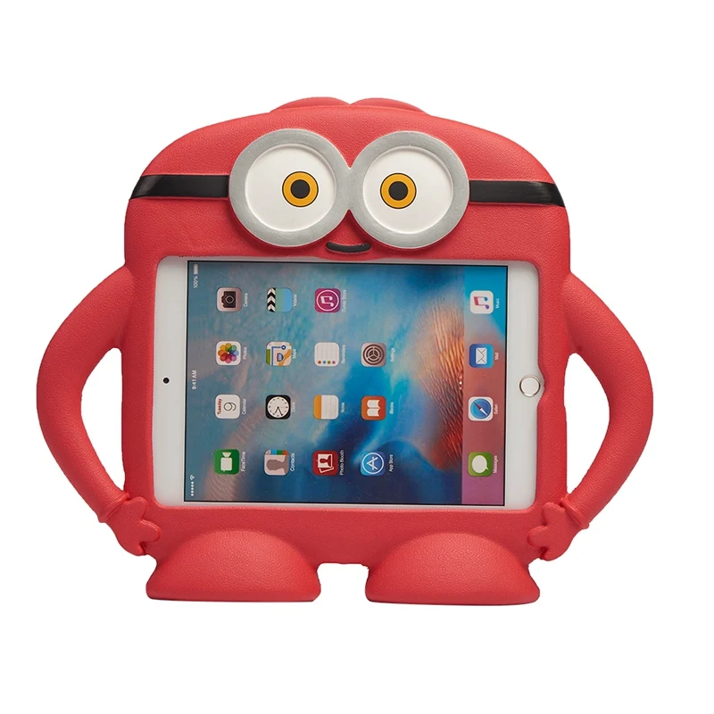 Чехол в стиле маленького желтого человека для iPad Mini 1/2/3/4/5 Mini 5 Mini 4 3 EVA Foam противоударный ручной Стенд для детей чехол для планшета Funda - Цвет: Красный