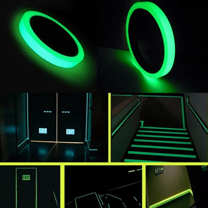 5 см x 10 м зеленый светятся в темноте светящаяся наклейка для стены Фотолюминесцентная лента для сцены