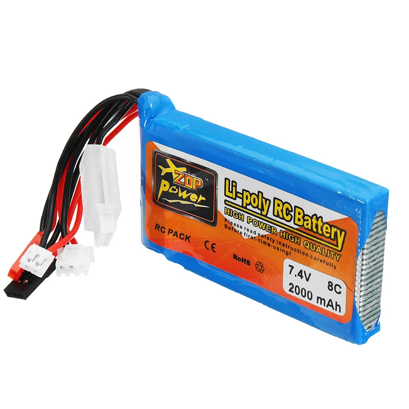 

Rechargeable ZOP Power 7.4V 2000mah 8C Lipo Battery For Frsky ACCST Taranis Q X7 Transmitter Remote Controller Replacement Part