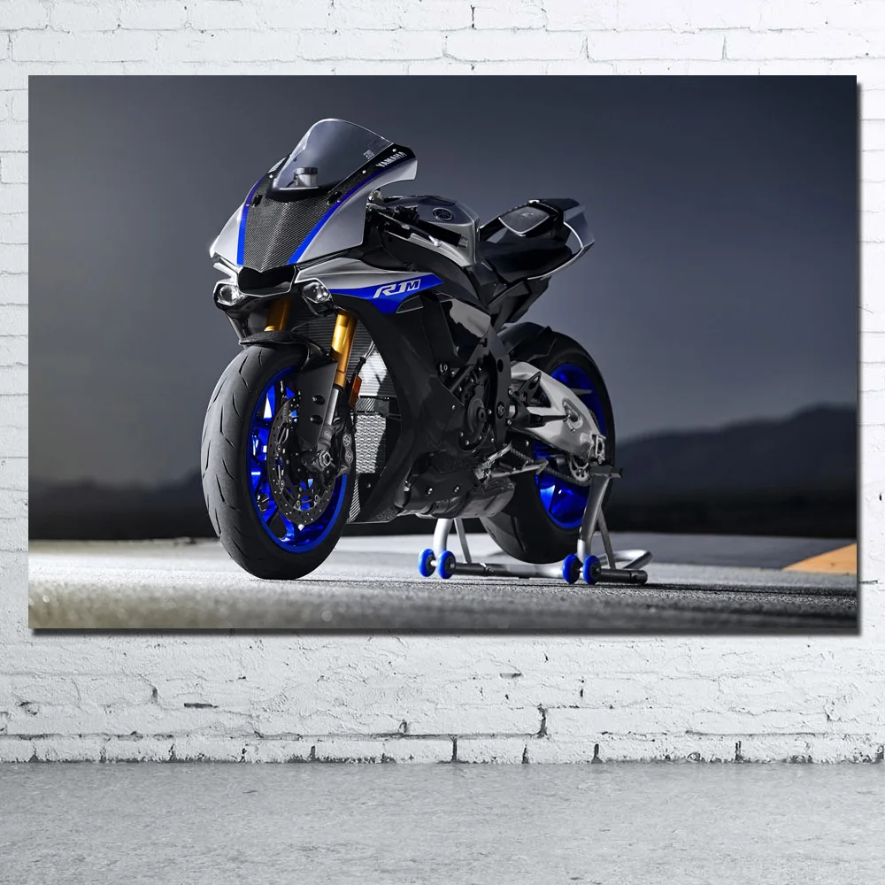 Синий велосипед Мотоцикл Superbike фоновый рисунок Печатный настенный