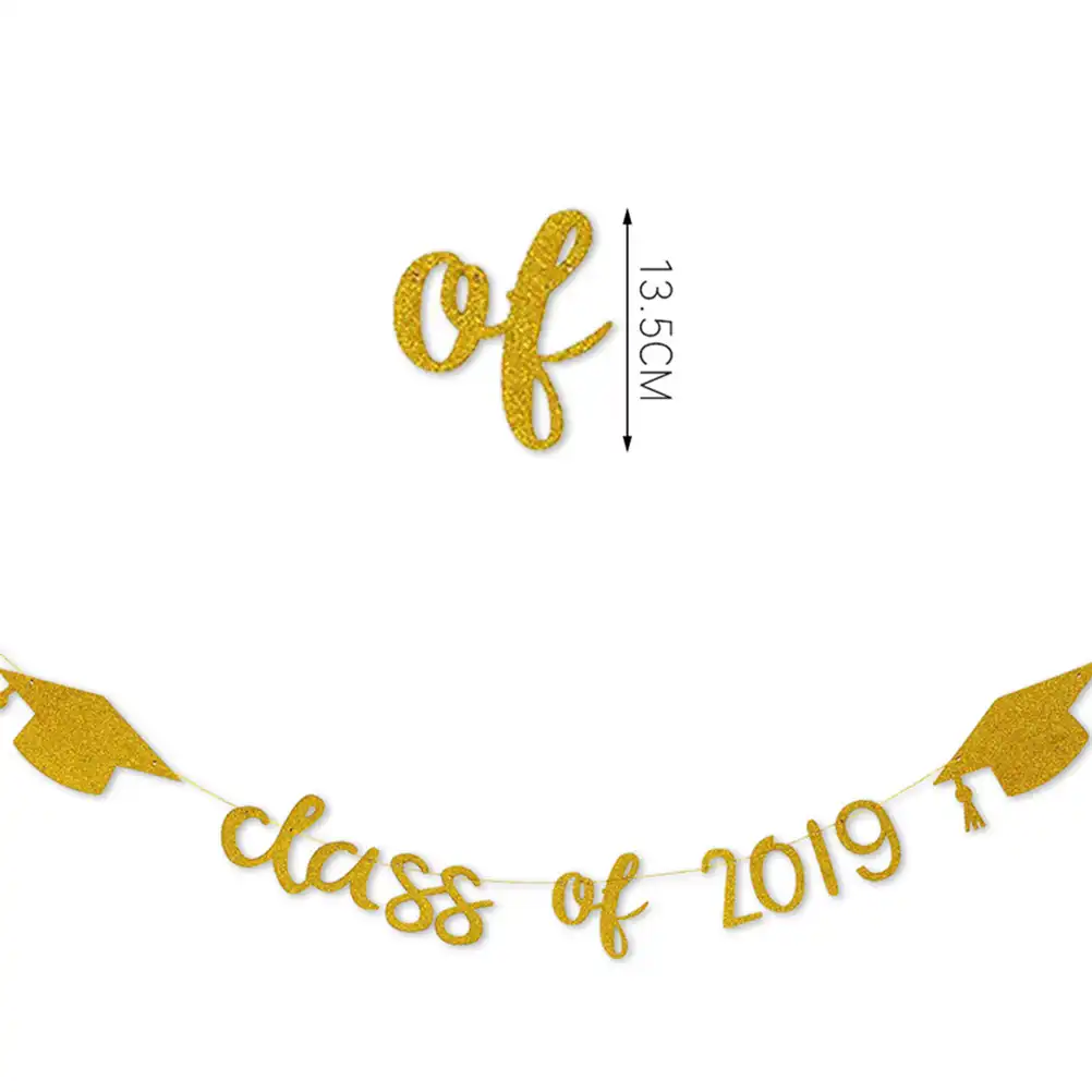 Class Of 2019 Graduation Banner Gold Paper Letter Hanging Garlands