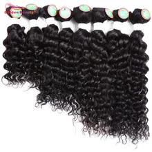 Golden Beauty 8-14inch 8pcspack Black Deep Wave Synthetic Hair Weave short Sew in hair Extensions for black women