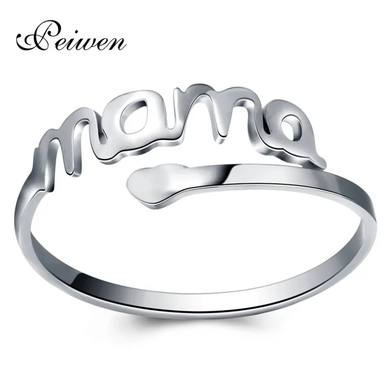 

Vintage Silver Heart Love MAMA Rings Stainless Steel Cuff Gold Ring Women Jewelry For Birthday Mother's Day Gift Open Mom Ring