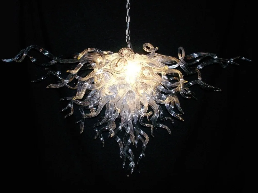 Contemprary Art Glass Long Chain Clear Hand Blown Glass Chandelier LED Crystal Chandelier in
