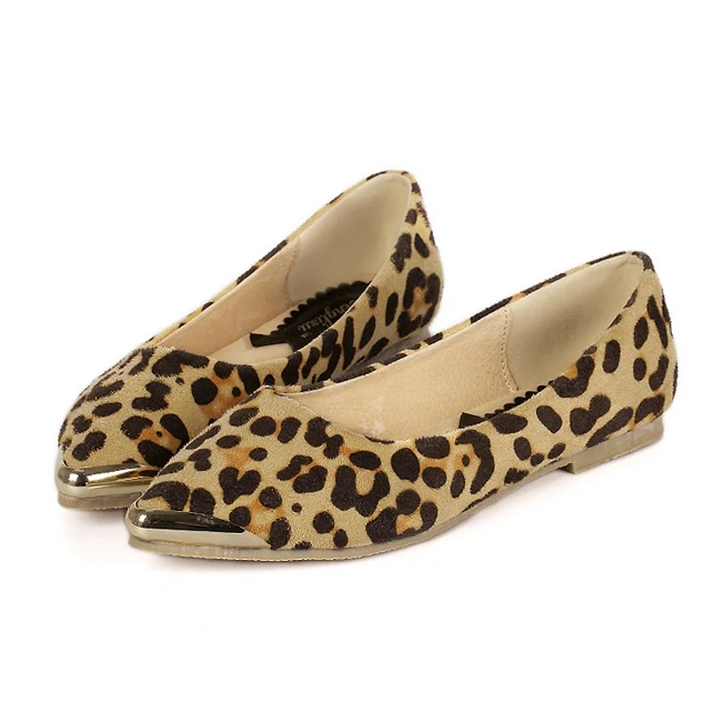 

Fashion Leopard Flats Women Single Shoes Female 2017 New Arrival Pointed Toe Lady Shoes Party Shoes Plus Size 34-42 #B2270