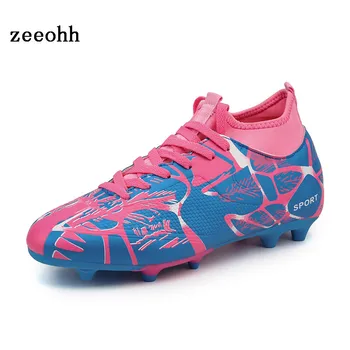 

Anti-skid Comfortable Wear-resistant Long Nails Children's Soccer Training Shoes Printing High-top Lace-up Outdoor Sports Shoes