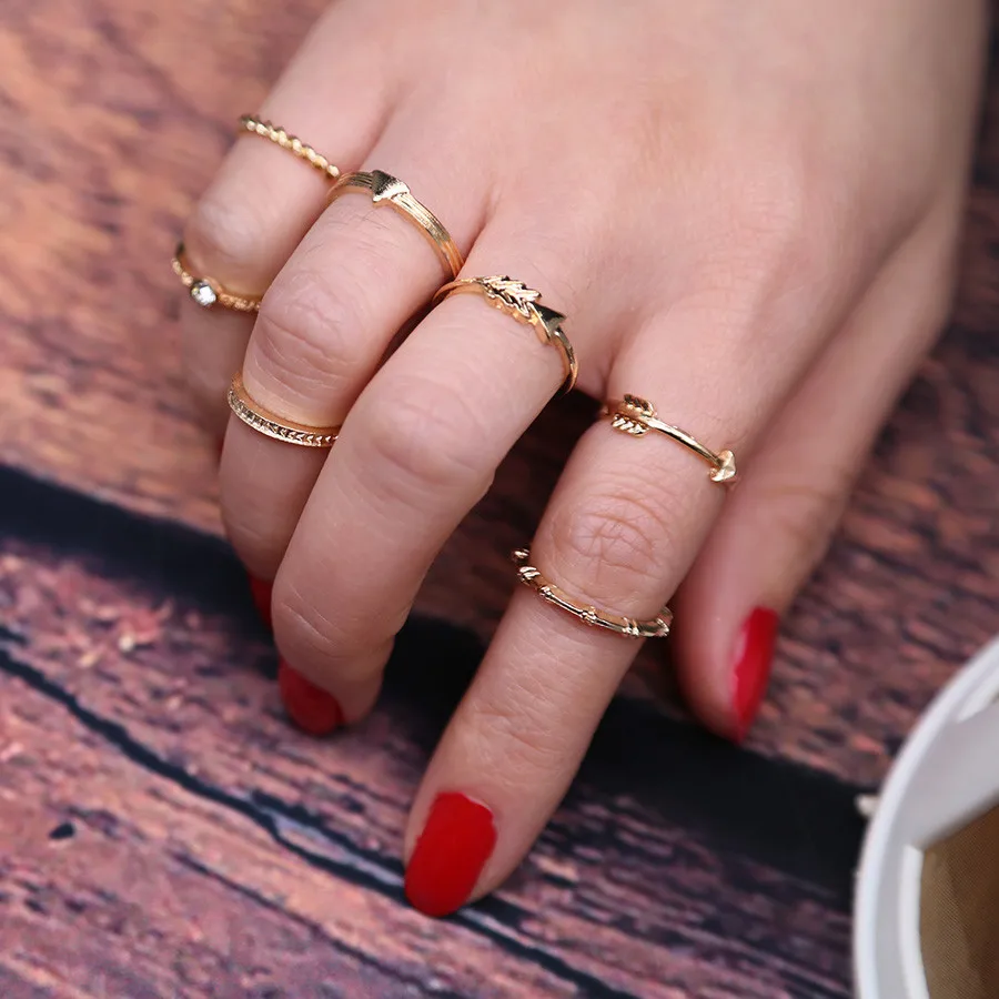 

Zerotime #501 2019 FASHION Bohemian 7pcs/Set Women Vintage Silver Stack Rings Above Knuckle Blue Rings Set Luxury Free shipping