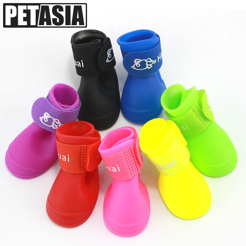 

2019 Pet Dog Rain Shoes Anti slip dog Rain Boots Waterproof Candy for Small Medium S-L dogs cats wear Summer ChiHuaHua PETASIA