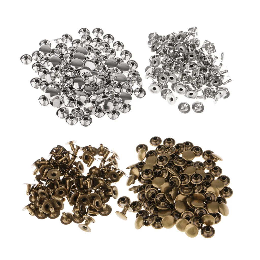200pcs Single Cap Rivet Tubular Metal Leather Craft Repair Studs Punk Spikes 9x8mm 