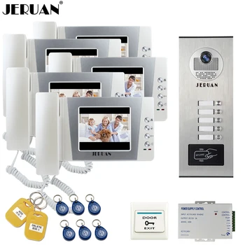 

JERUAN 4.3 inch LCD Video Intercom Doorbell Door Phone Intercom System 5 Monitor RFID Access Camera for 5 Household Apartment