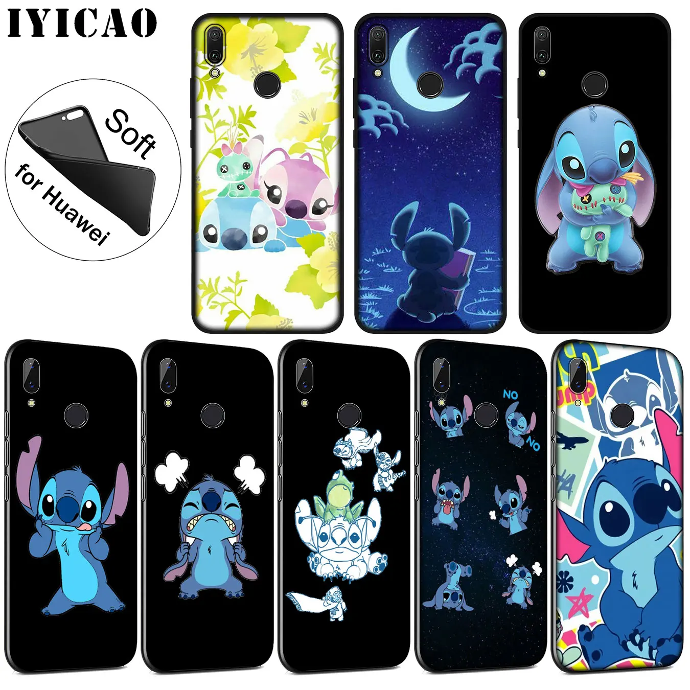 

IYICAO cartoon Lilo Stitch Soft Silicone Phone Case for Huawei P30 P20 Pro P10 P9 P8 Lite Mini 2017 2016 P smart Z 2019 Cover