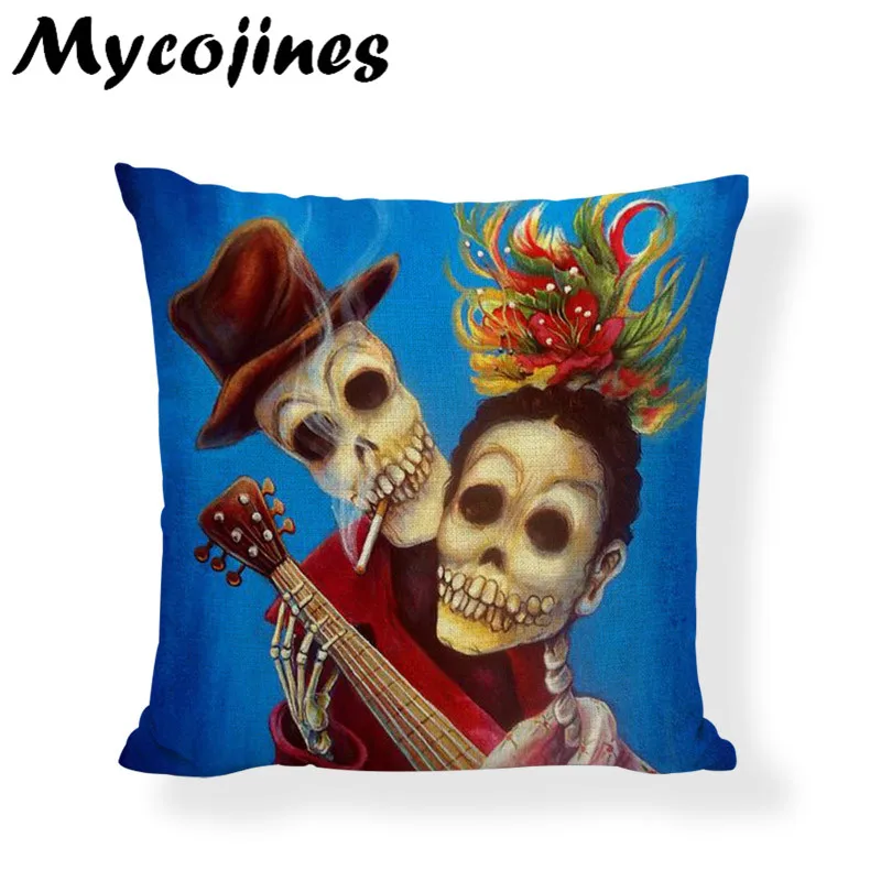 Сахарная Подушка с черепом, чехлы в мексиканском стиле, цветы, свадебные подарки, напечатанный домашний декор, Геймерское кресло, День мертвых, наволочки, чехол