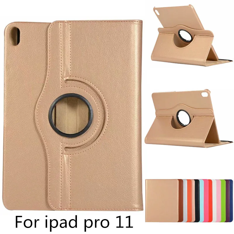 360 Degree Rotating Case For Apple iPad Pro 11 inch Flip Litchi Leather