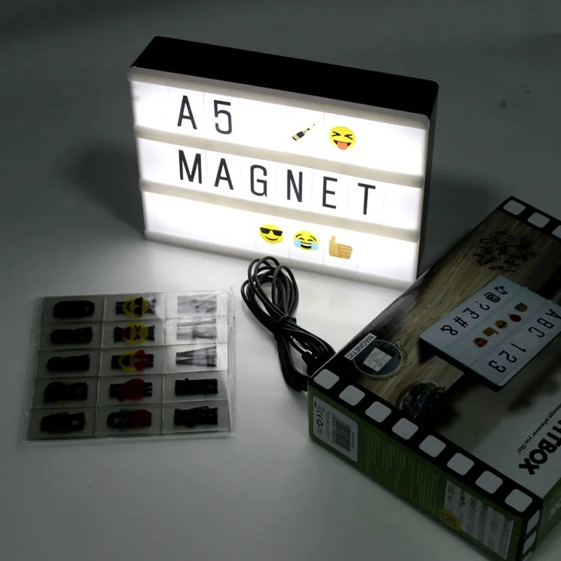 RGB A4 A5 Размер светодиодный светильник для кинотеатра tic Box с DIY 90 шт. буквенные карты AAA питание от батареи/USB светильник для кинотеатра светодиодный ночной Светильник - Испускаемый цвет: RGB A5 Lightbox