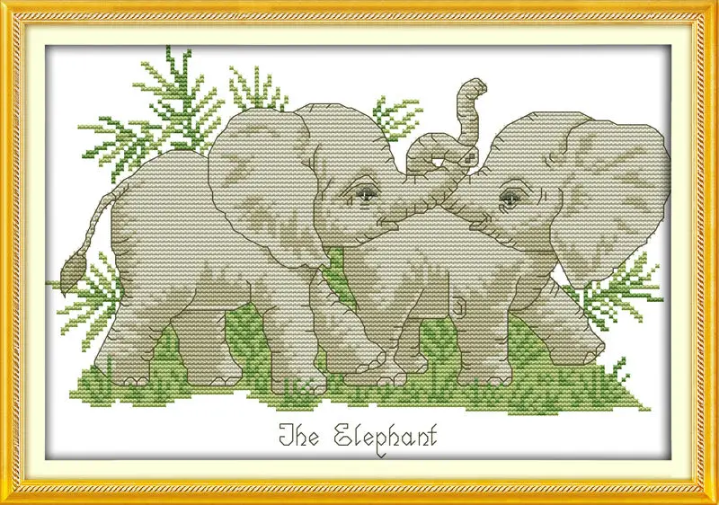 

The elephant partner Printed on Canvas DMC Counted Chinese Cross Stitch Kits printed Cross-stitch set Embroidery Needlework
