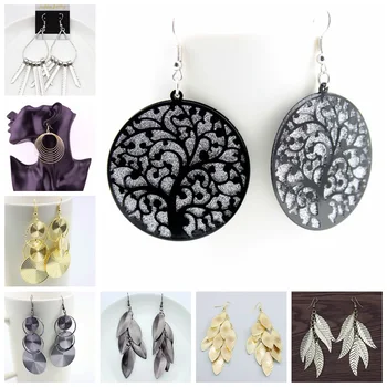 

Wholesale 12 Pairs Mix Style Classic Round Circle Tree Tassel Leaf Punk Drop Earring for Women Accessories Fashion Jewelry