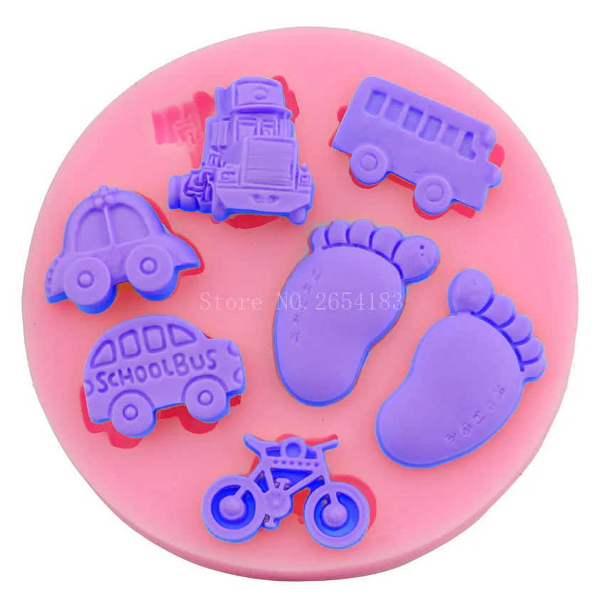 DIY Cartoon Baby Toy Car Silicone Fondant Soap 3D Cake Mold Cupcake Jelly Candy Chocolate Decoration Baking Tool Moulds FQ2817 | Дом и сад