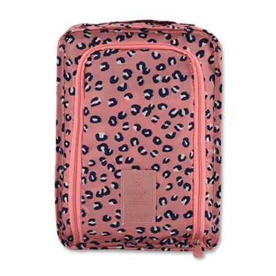 Ультра легкий полиэстер унисекс аксессуары для путешествий Портативные водонепроницаемые молнии тонкие дорожные сумки для обуви - Цвет: Leopard pink