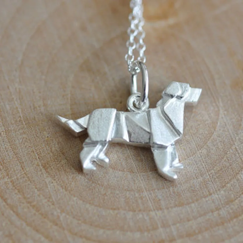 Labrador Retriever Origami Necklace Silver Golden Charm Pendant | Украшения и аксессуары