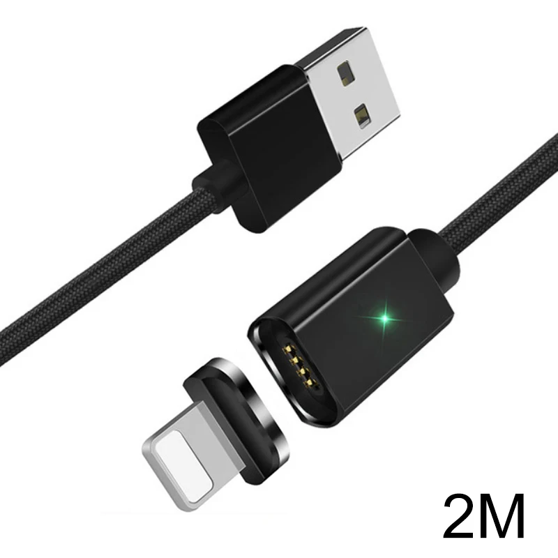 Black For Android 2m Магнитный Micro USB кабель Essager для iPhone samsung type-C зарядный магнит type C USB Кабель-адаптер для смартфонов - Цвет: Black For Android 2m