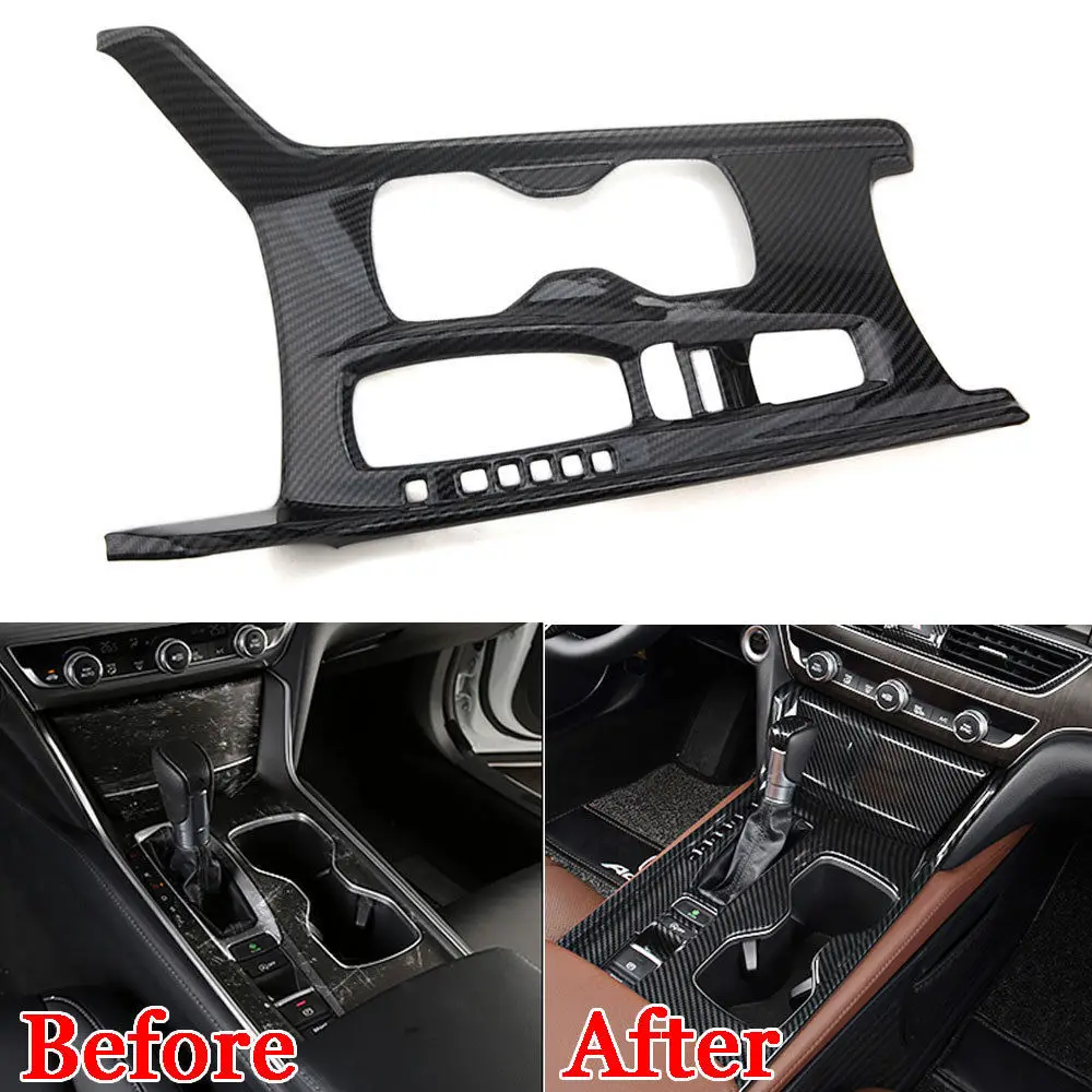 

For Honda 10th Accord 2018 Center Console Gear Shift Shifter Cover Trim ABS Carbon Fiber/Silver Color Decorative Accessories