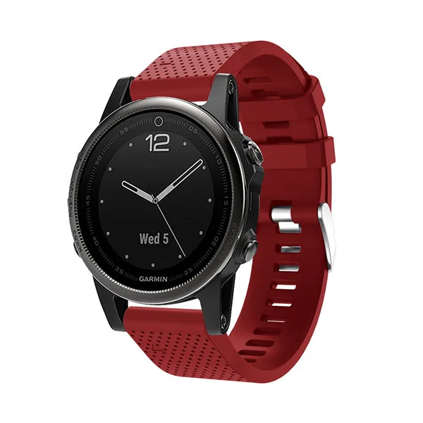 Из силикагеля, мягкий браслет на запястье ремешок для Garmin Fenix 5S gps Смарт-часы с заменой ремешка силикона 20 мм наручный ремень ремешок для часов - Цвет: Deep red