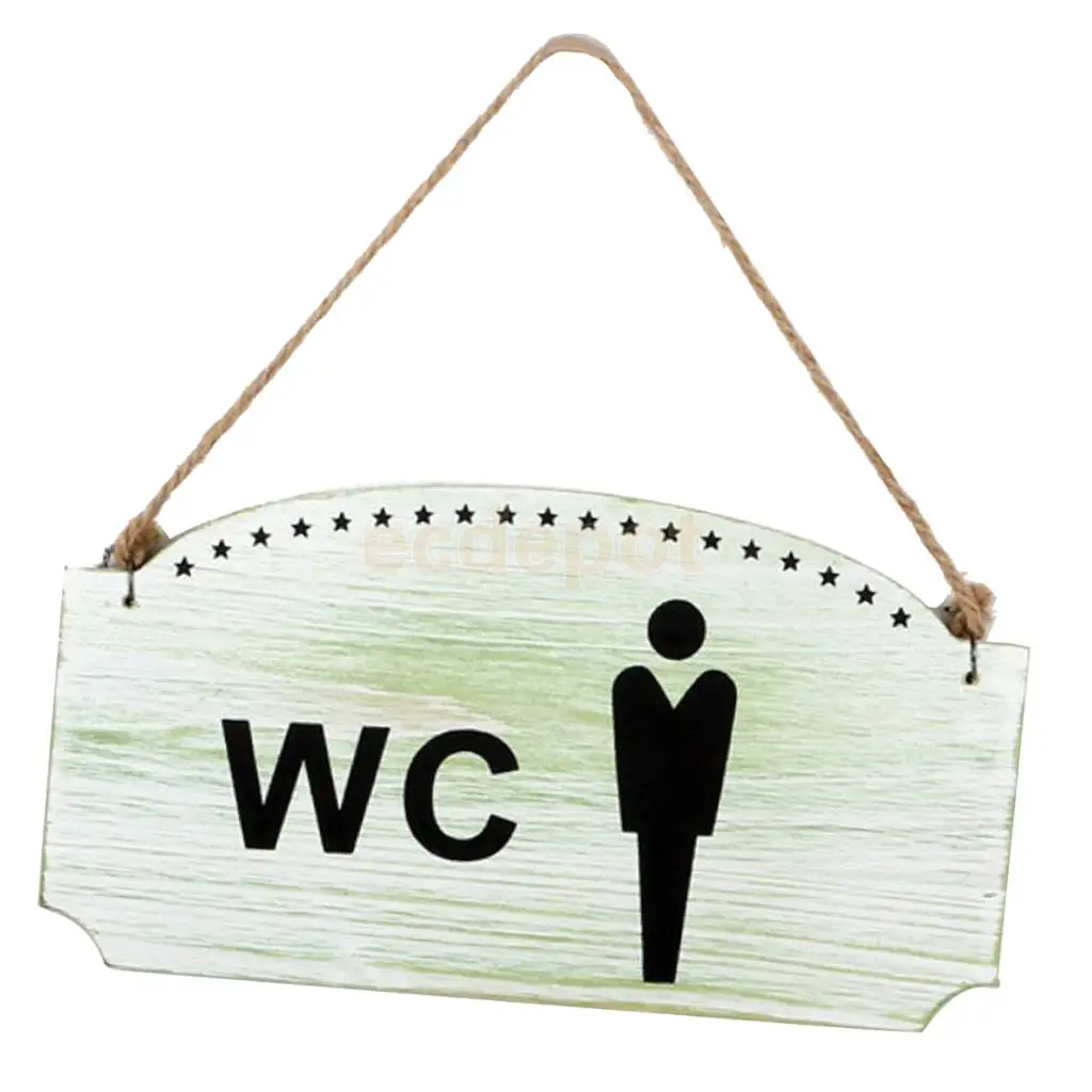 SHABBY CHIC WOODEN WC PLAQUE SIGN BATHROOM TOILET LADIES GENTS WOODEN WALL DECOR SLATE HOME DECOR 8INCH