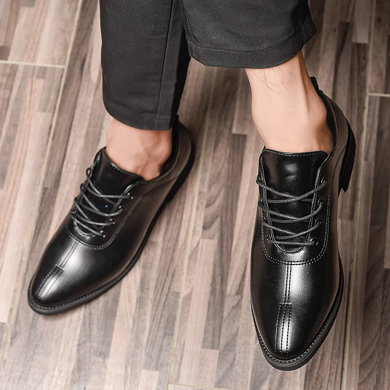 elegant genuine leather formal men shoes italian luxury brand wedding male footwear designer tan work dress oxford shoes for men (37)