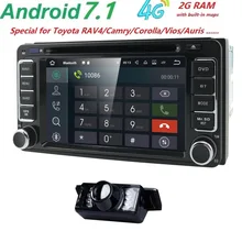 Android7.1 Car in Dash Stereo 2 Din GPS DVD Player Navigation Radio support BT/SWC/Subwoofer fit for TOYOTA with LED Backup Cam