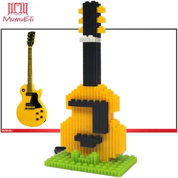 

MUMUELI Musical Instrument Electric Guitar 1000-1500 Pieces DIY 3D Model Kit Blocks Jigsaw Building Children Kids Toys KL-HSJ