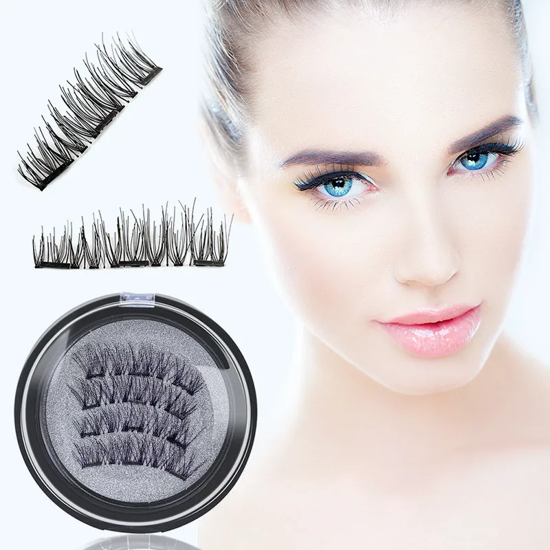 4pcs/pair Eyelashes with 3 False Eyelashes Reusable Artificial Natural