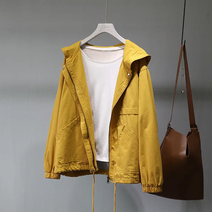 Automne Blazer taille Court Casual Poches À Capuche Kb191 yellow Cordon Glissière qlzw skin Pink De Ourlet Large Fermeture Femmes 2018 Style Nouvelle Mode Black CZW5Uq