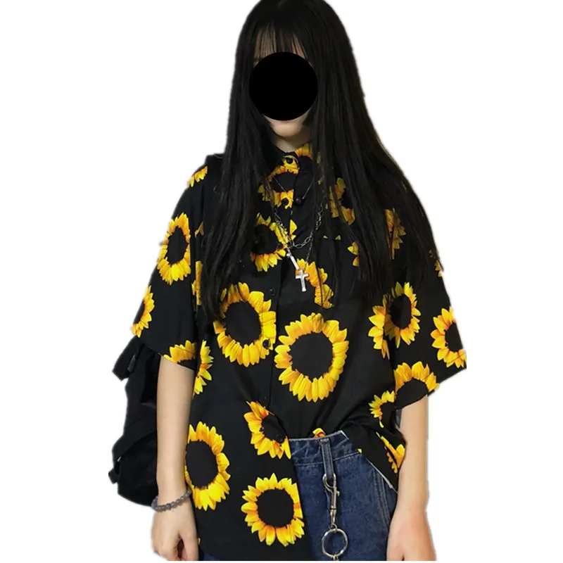 Корейская мода уличный стиль винтажная рубашка женская одежда Harajuku Kpop принт с
