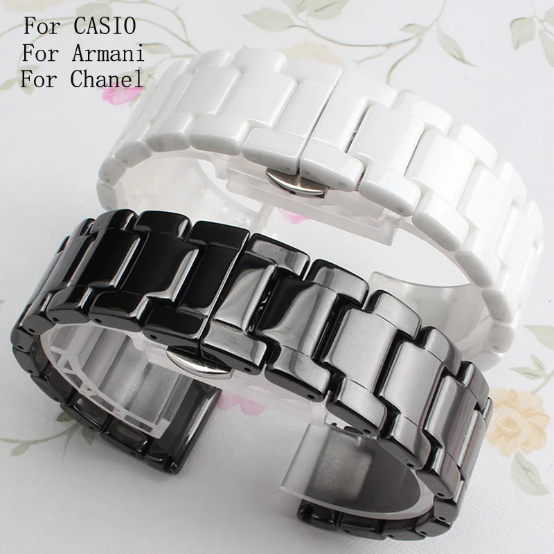 Hot Sale Ceramic 14mm16mm 18mm 19mm 20mm 22mm Black White Watchband Men Women Bracelet For AR