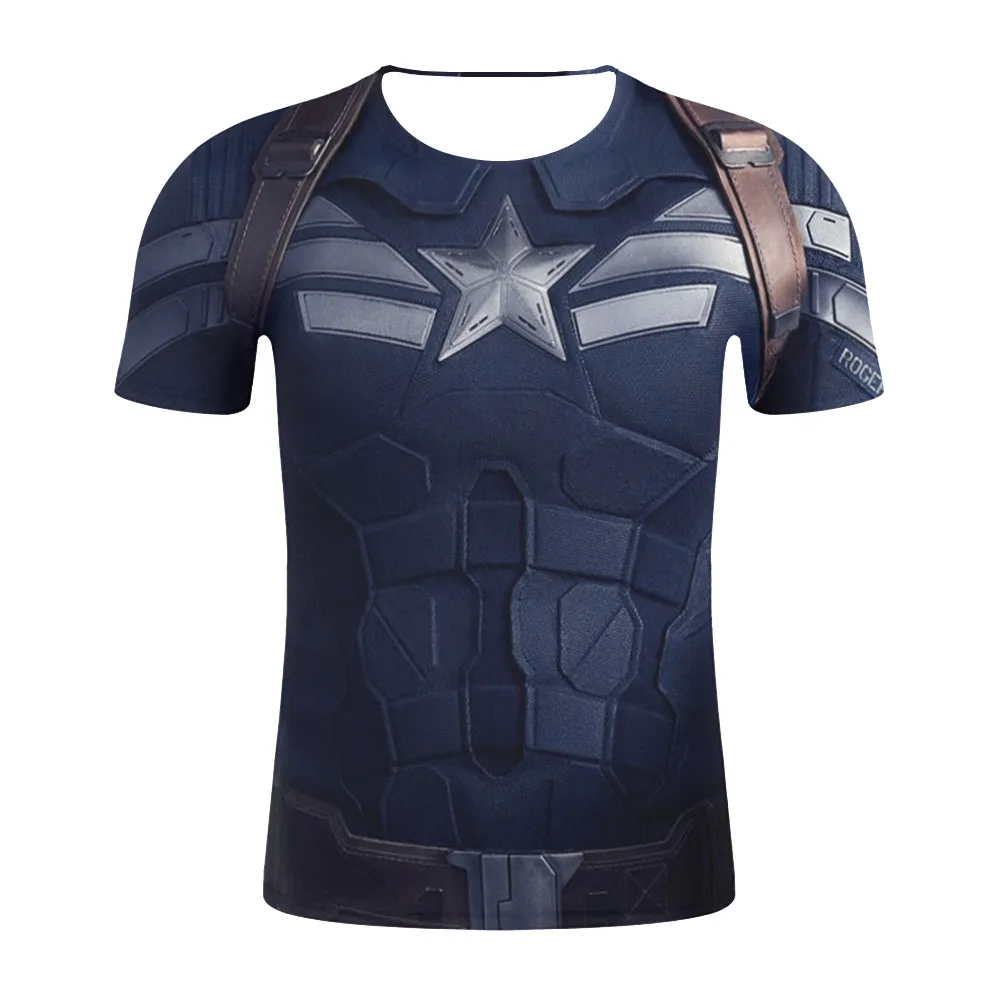 

Summer Captain American 3D Printed T shirts Men Avengers 4 Endgame Quantum War Compression Shirt Iron man Cosplay Costume Top