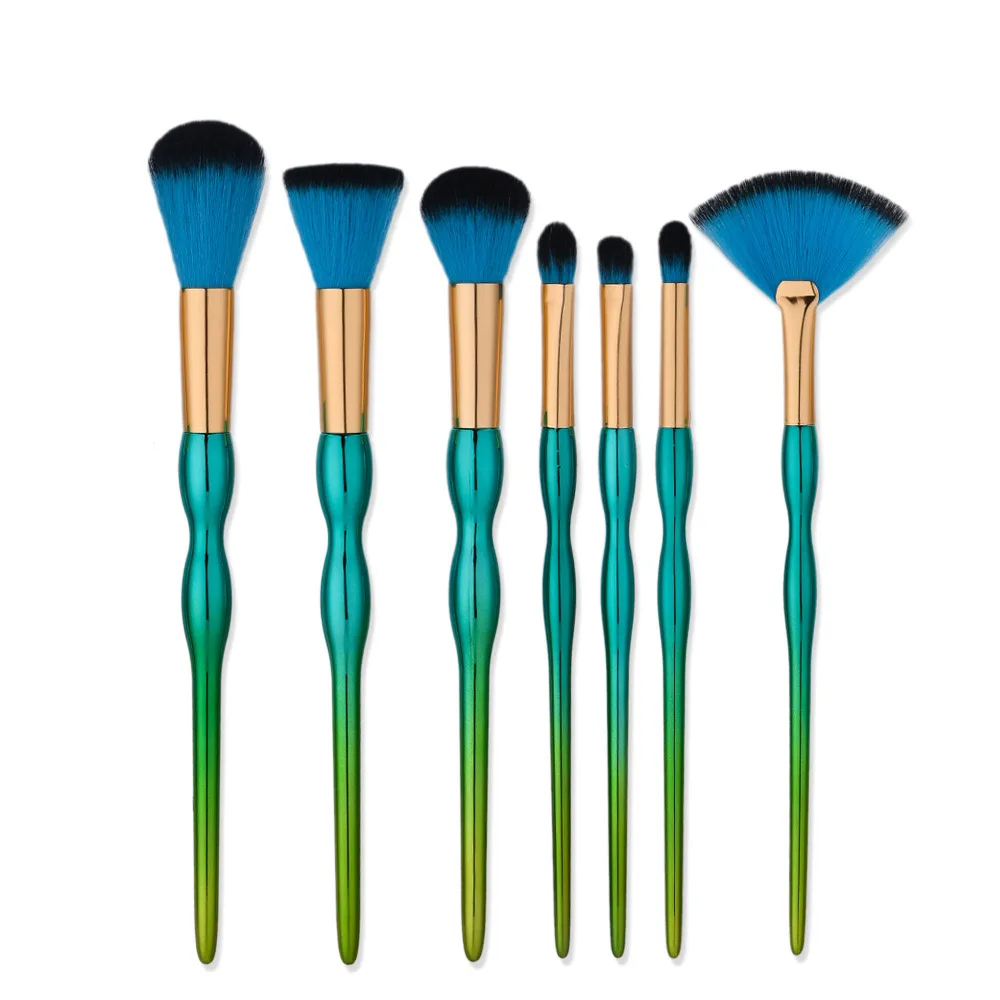 Ronwei gradient bamboo green Makeup brush Set Powder Foundation Cosmetic Beauty Brushes Kit