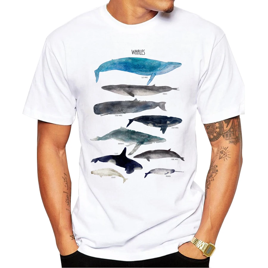 

Popular fashion man's Tops 2019 summer latest printed whales design very interesting man T-shirts Hot Tops