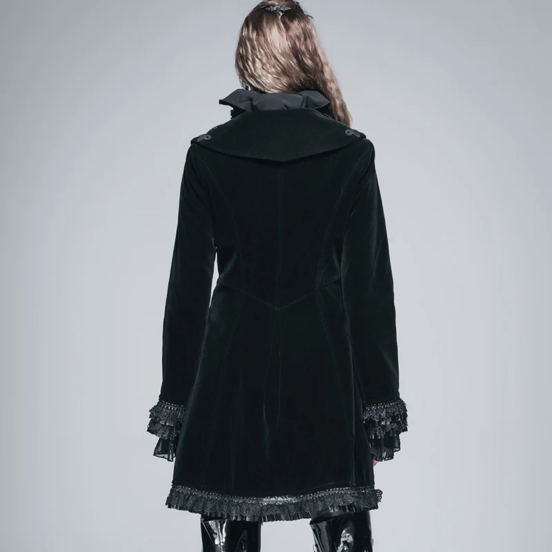 Женское длинное пальто Devil Fashion Готическая однобортная куртка в стиле стимпанк с V
