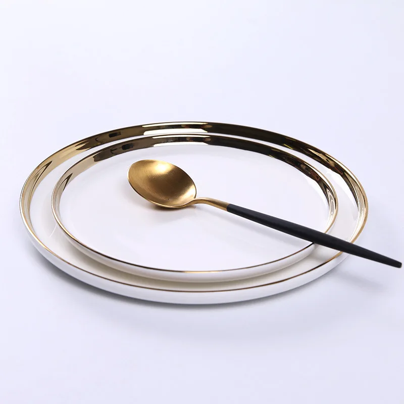 

Creative Ceramic Plate Simple Phnom Penh Western Plate Household Fruit Porcelain Plate Nordic Dish Plate Cutlery Set