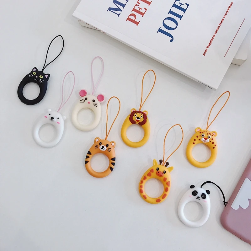 

10pcs Cartoon Cell Phone Lanyard Silicone Ring Mobile Phone U Disk Universal Cute Silicone Short Lanyards