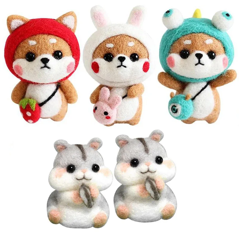 

1Set Felt Craft Non Finished Handmade Poked Wool Needlepoint Kit DIY Dog Needle Felting Brooch Craft For Needle Material Bag