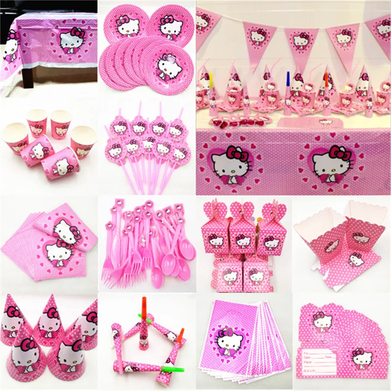 Малыш день рождения рисунок Hello Kitty вечерние принадлежности украшение скатерть