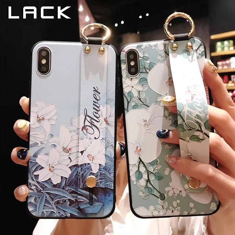 Чехол для телефона LACK с цветами iphone 12 11Pro Max XS X XR 8 7 Plus mini ремешок на запястье руку