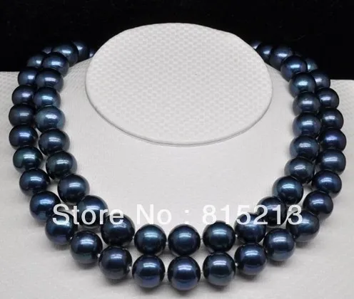 

ddh00616 Genuine Cultured 11-12mm AAA black pearl necklaces( 35 inch )