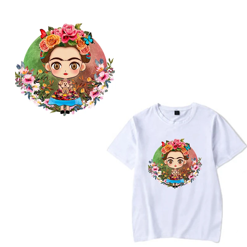 

Court Princess Lady Iron on Heat Transfer Printing Patches Sticker Washable For T-shirts Clothing DIY Stickers Appliques