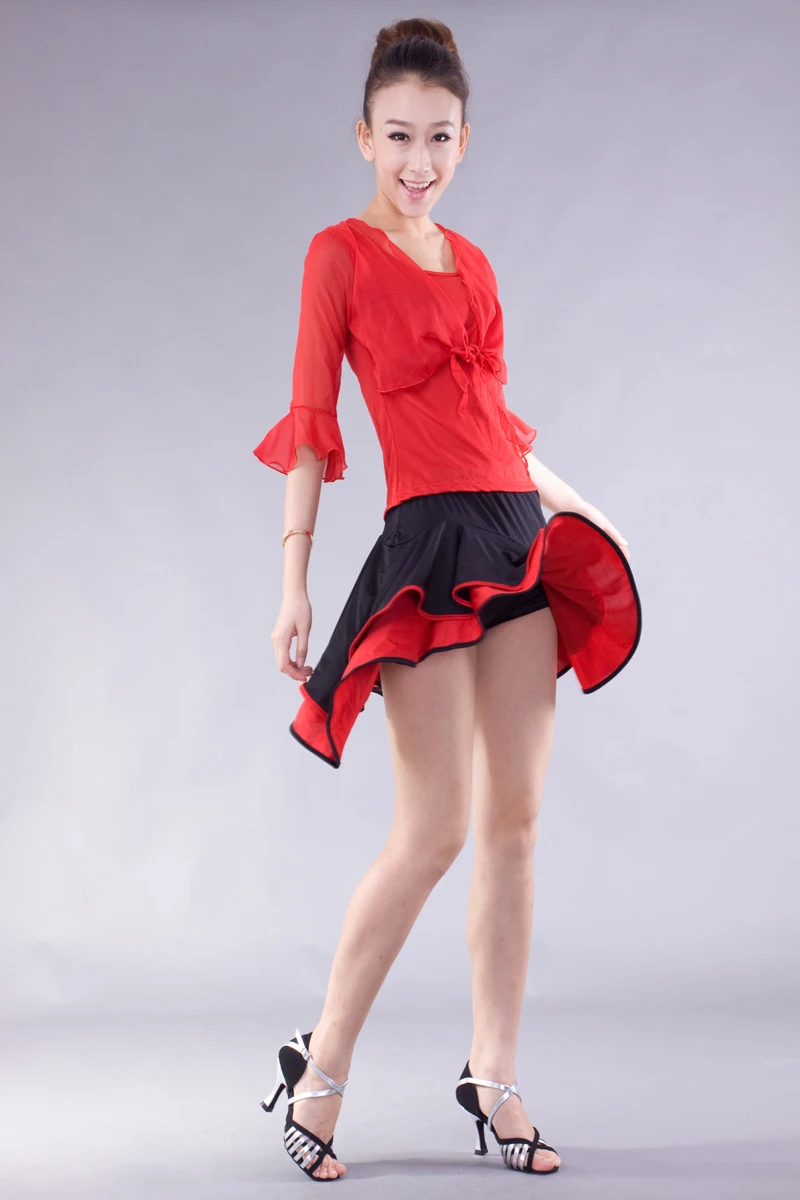 Bertha gauze Latin dance skirt square dance clothes set Latin dance