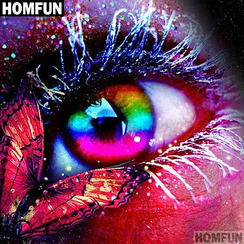 HOMFUN Full Square/Round Drill 5D DIY Diamond Painting &quotButterfly painted eyes &quot 3D Embroidery Cross Stitch Decor Gift A00582 | Дом и