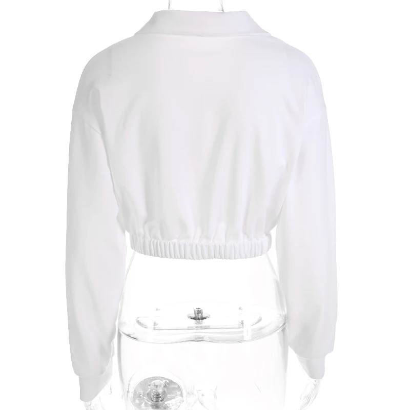 Iamhotty/белая короткая женская футболка поло с буквенным принтом; однотонная женская футболка-поло с длинными рукавами; Повседневная Эластичная футболка-поло; dames