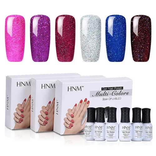 HNM 6 шт./лот Супер Bling 8 мл УФ-гель для ногтей Vernis Полупостоянный Гель-лак светодиодный гель для ногтей набор Bling Гибридный набор чернил Гель-лак - Цвет: NE002